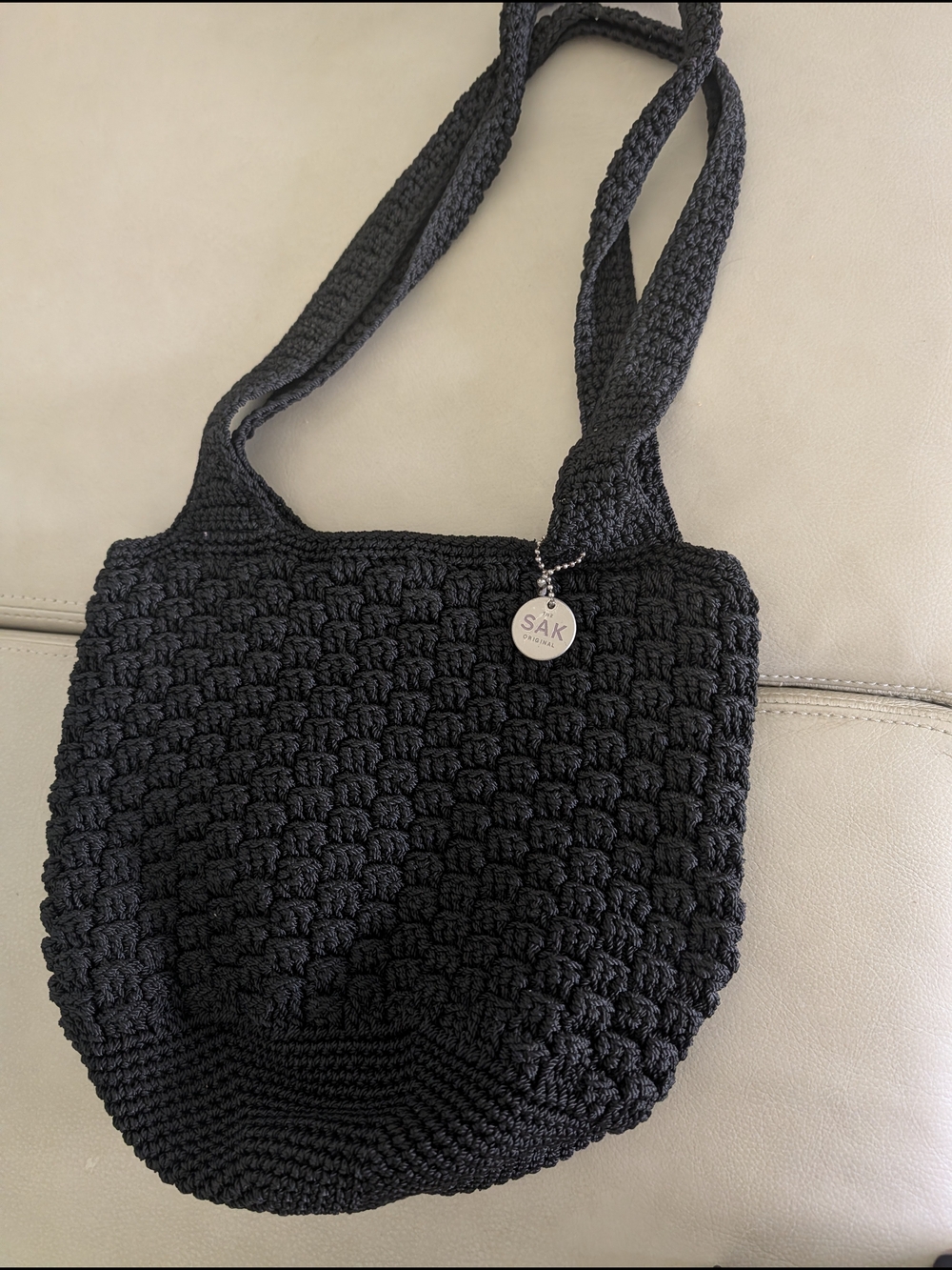 The Sak Black Original Crochet Crossbody Shoulder Bag